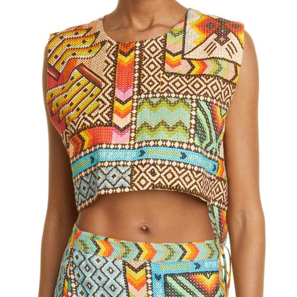 NWT FARM RIO Banana Scarves Linen Crop Top - Picture 12 of 16